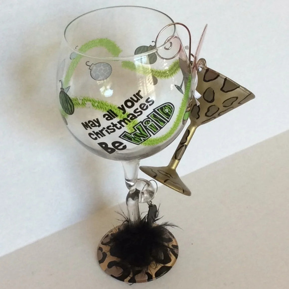 Leopard Themed Christmas Wine Glass and Ornament - Picture 1 of 9